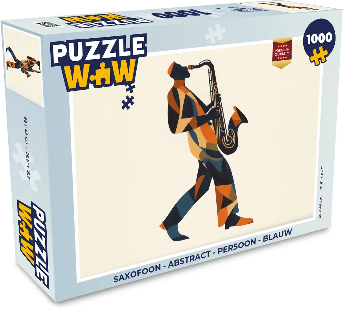 PuzzleWow Saxofoon Abstract Legpuzzel 1000 Stuks - Blauw