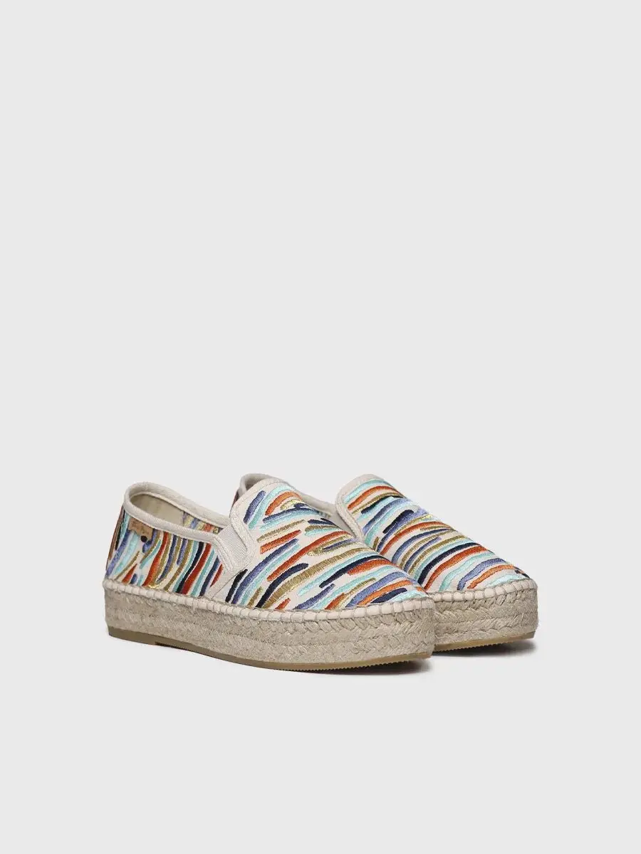 Dames espadrille met veelkleurig borduurwerk