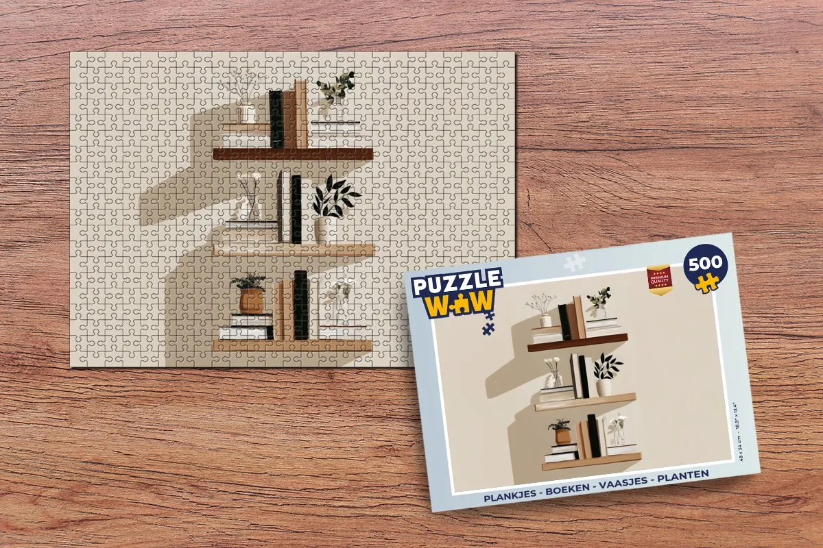 PuzzleWow 500 Stuks Legpuzzel - Boeken/Planten/Vaasjes