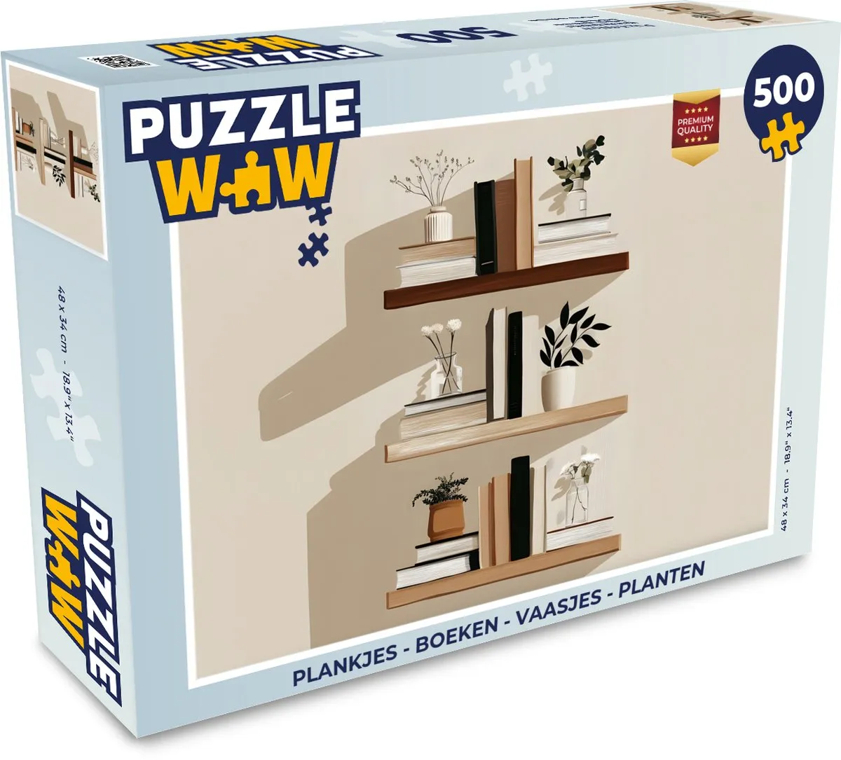 PuzzleWow 500 Stuks Legpuzzel - Boeken/Planten/Vaasjes