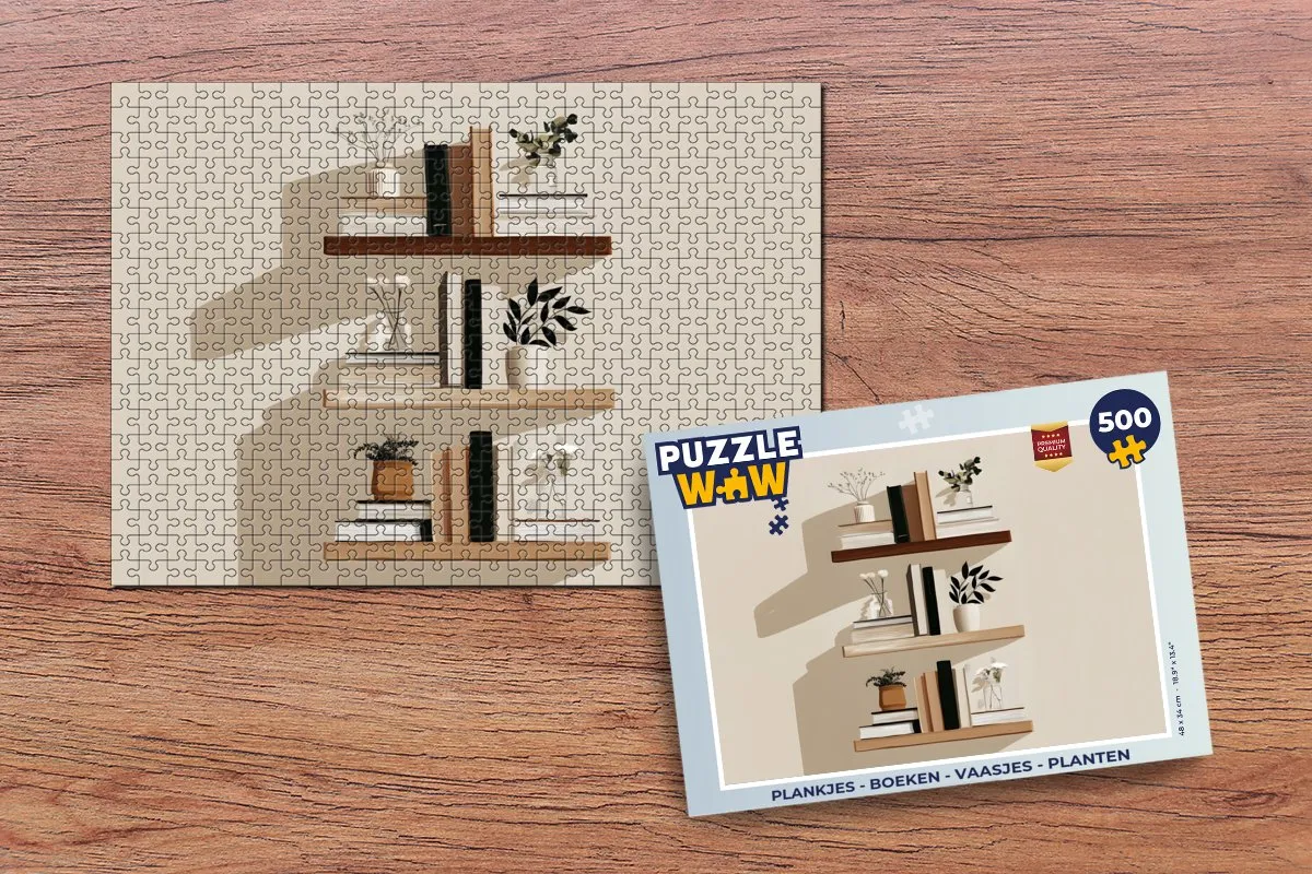 PuzzleWow 500 Stuks Legpuzzel - Boeken/Planten/Vaasjes