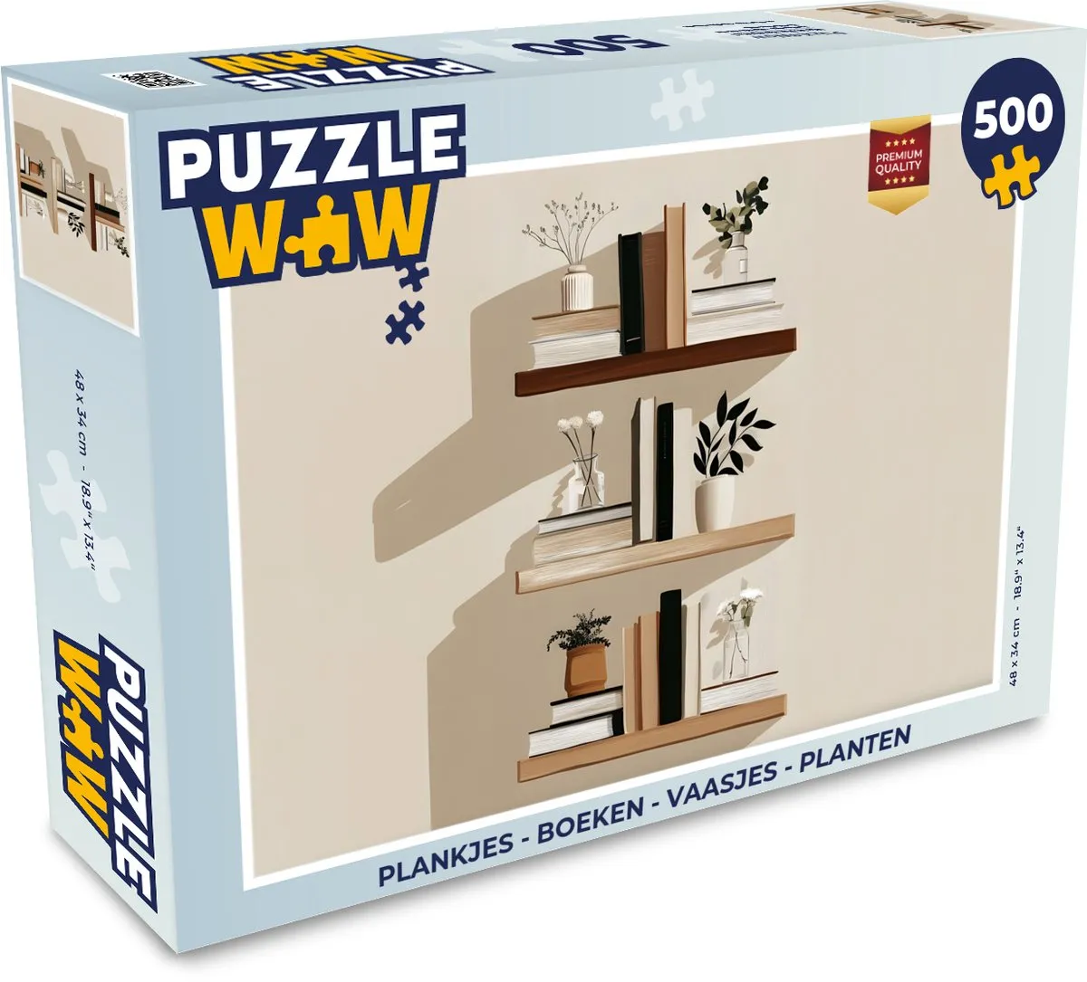 PuzzleWow 500 Stuks Legpuzzel - Boeken/Planten/Vaasjes