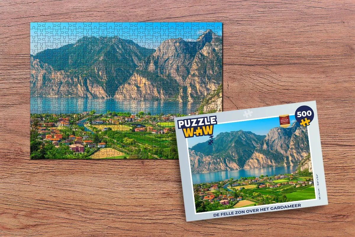 PuzzleWow Legpuzzel De felle zon Gardameer 500 Stuks - Multicolor