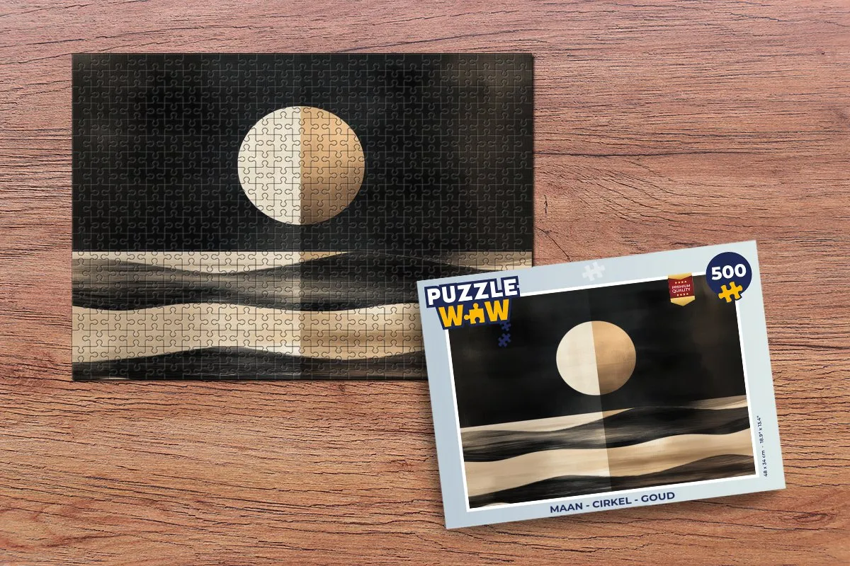 PuzzleWow Maan Legpuzzel 500 Stuks - Goud/Zwart