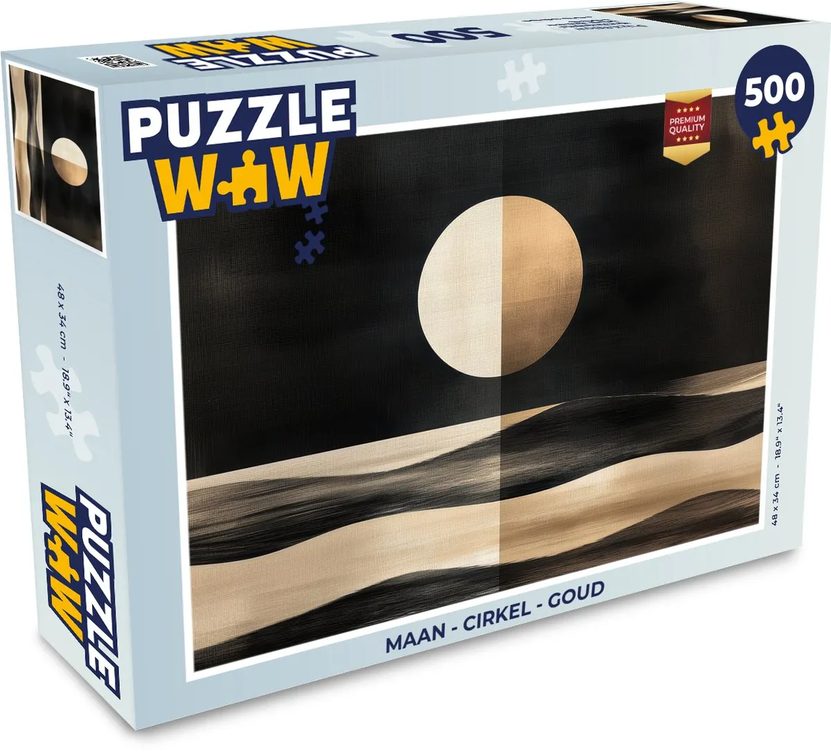 PuzzleWow Maan Legpuzzel 500 Stuks - Goud/Zwart