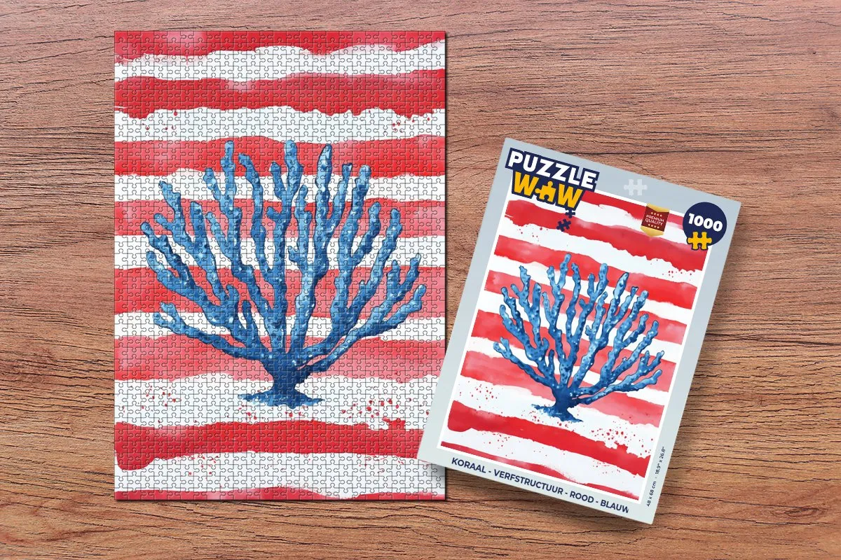 PuzzleWow Koraal Legpuzzel 1000 Stuks - Strepen Rood/Blauw