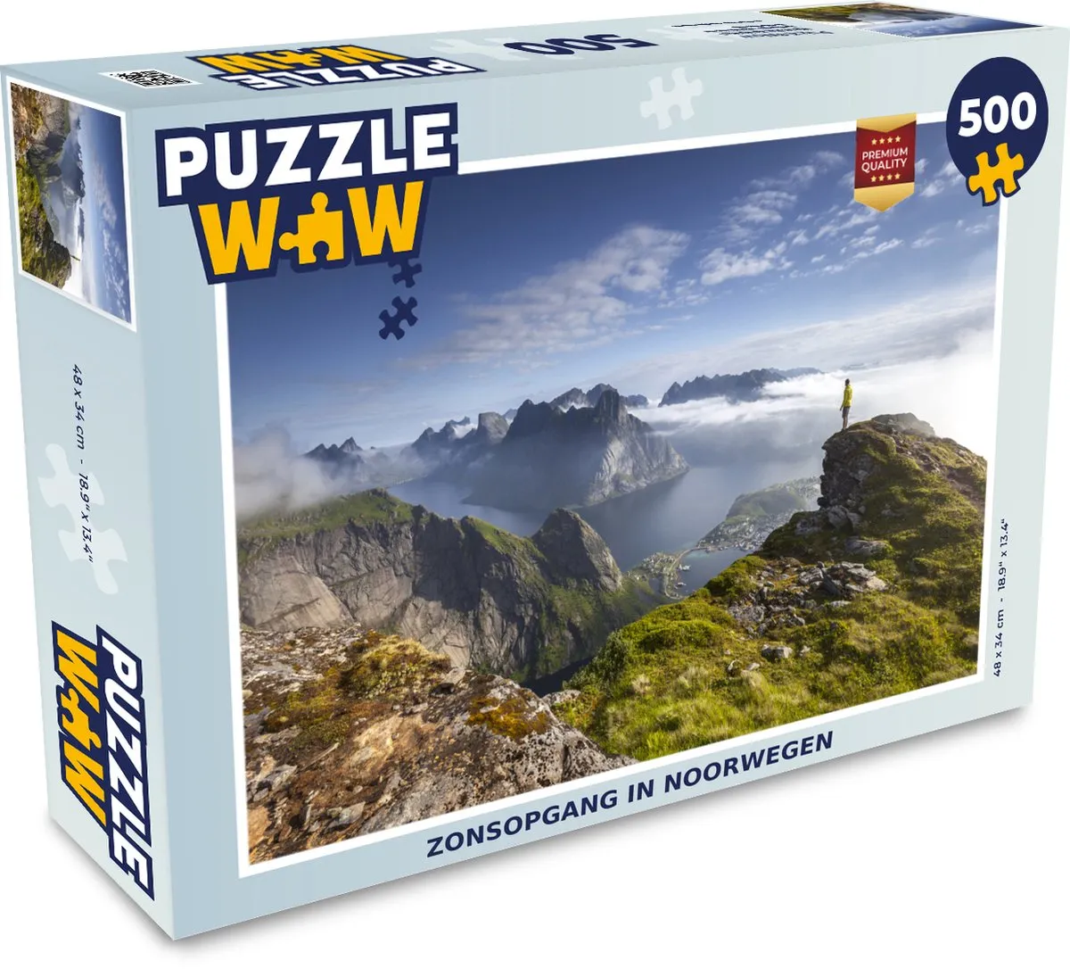 PuzzleWow Legpuzzel Zonsopgang Noorwegen 500 Stuks - Multicolor