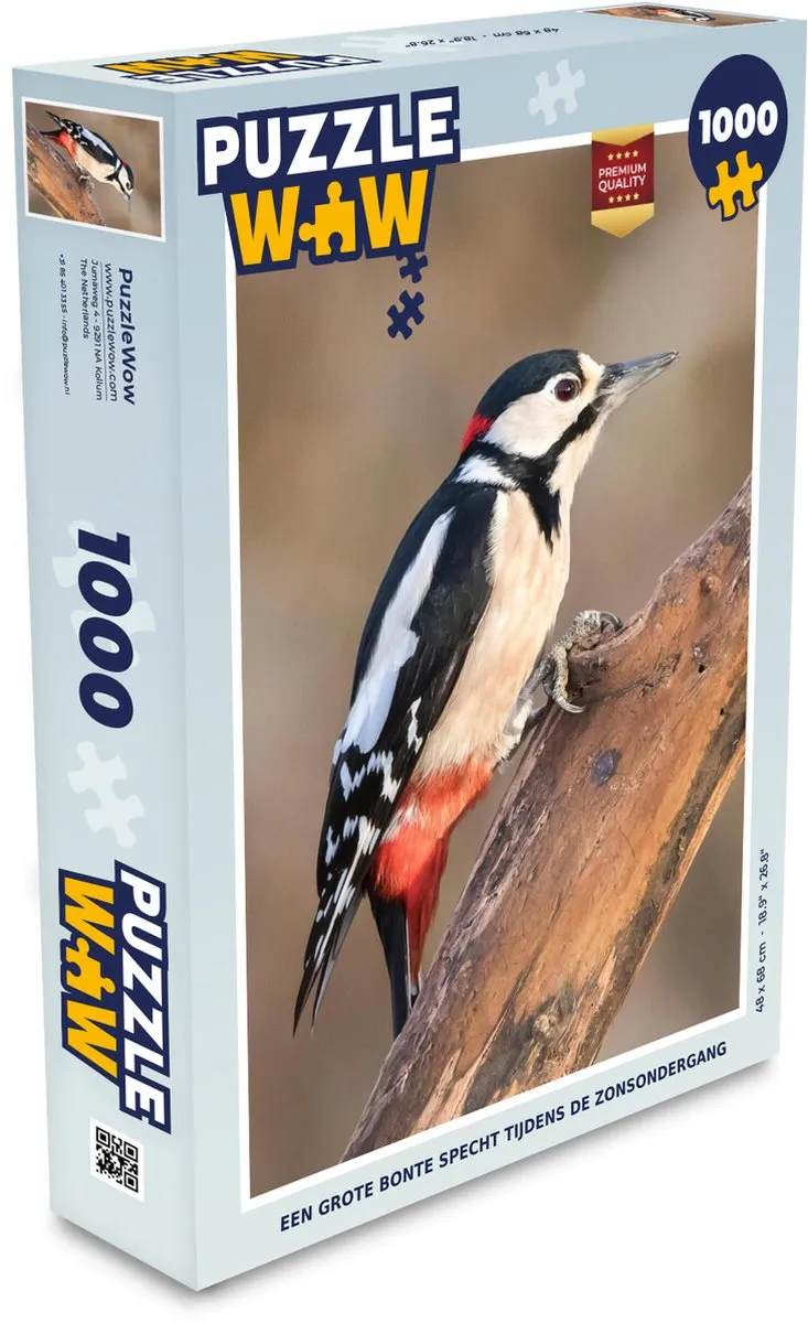 PuzzleWow Legpuzzel Een Grote Bonte Specht - 1000 Stuks - Multicolor