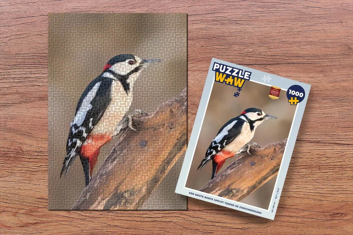 PuzzleWow Legpuzzel Een Grote Bonte Specht - 1000 Stuks - Multicolor