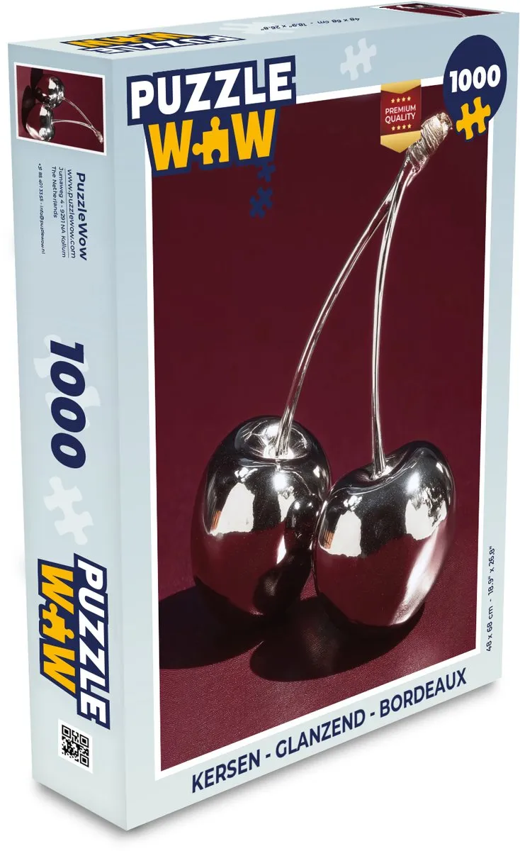 PuzzleWow Kersen Glanzend Legpuzzel 1000 Stuks - Bordeaux