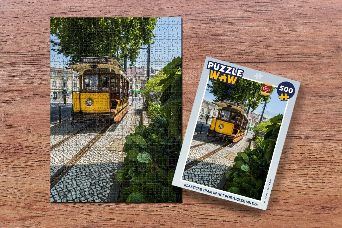 PuzzleWow Legpuzzel Klassieke tram Sintra 500 Stuks - Multicolor