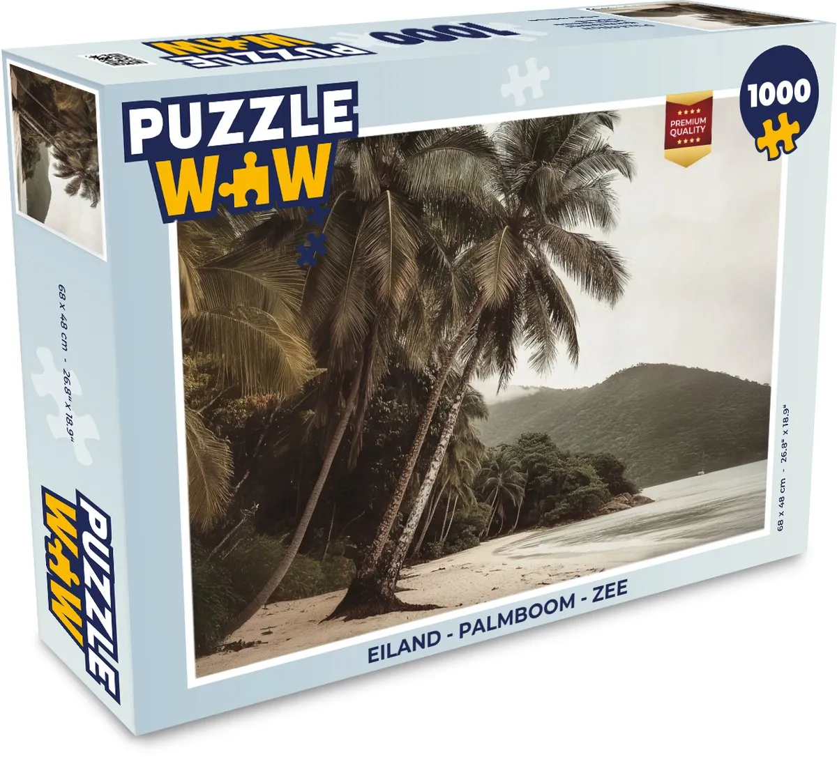 PuzzleWow Legpuzzel 1000 Stuks - Palmboom & Zee - Eiland