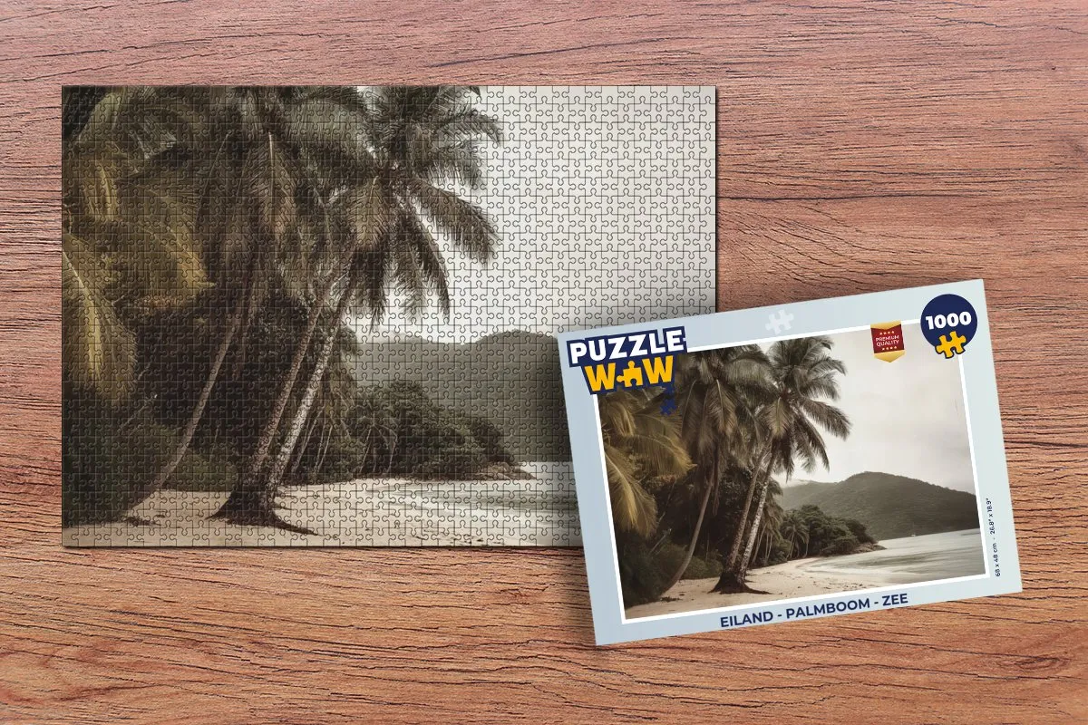 PuzzleWow Legpuzzel 1000 Stuks - Palmboom & Zee - Eiland
