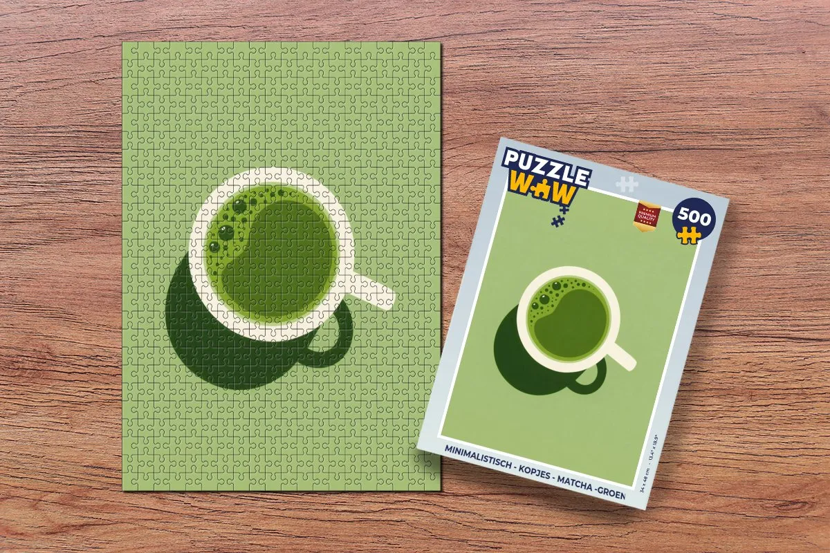 PuzzleWow Minimalistisch Kopjes Matcha Legpuzzel 500 Stuks - 8721374600178