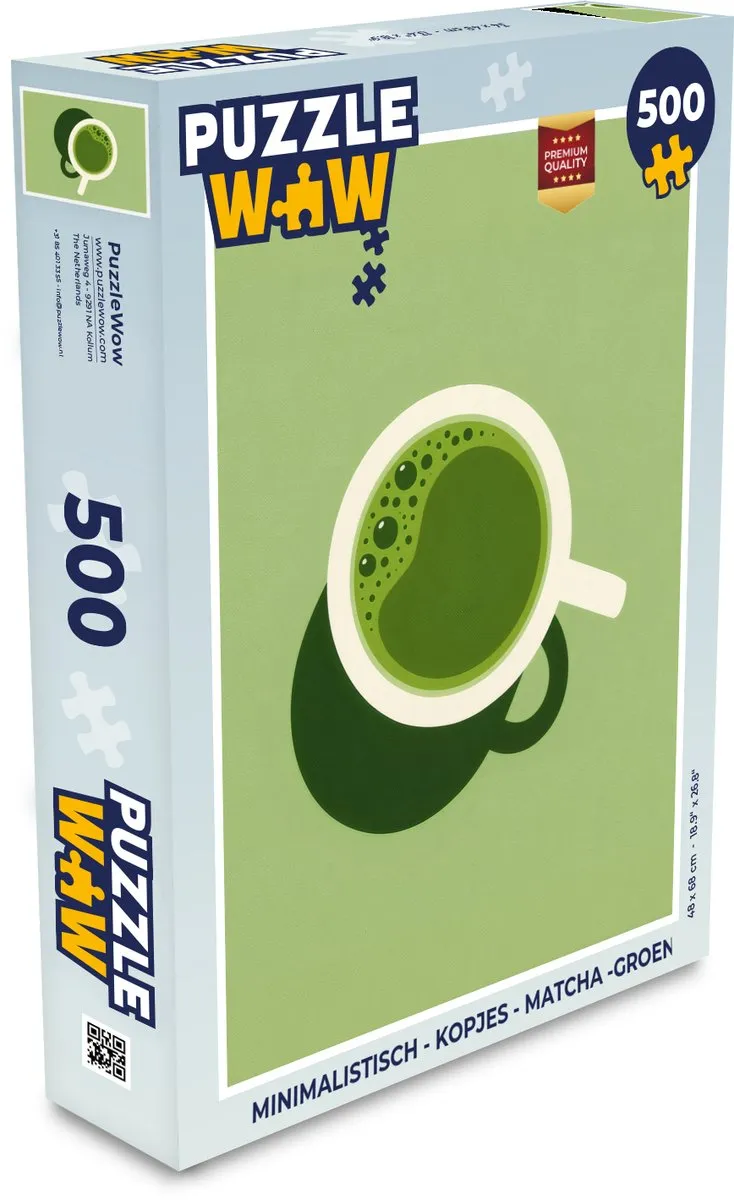 PuzzleWow Minimalistisch Kopjes Matcha Legpuzzel 500 Stuks - 8721374600178