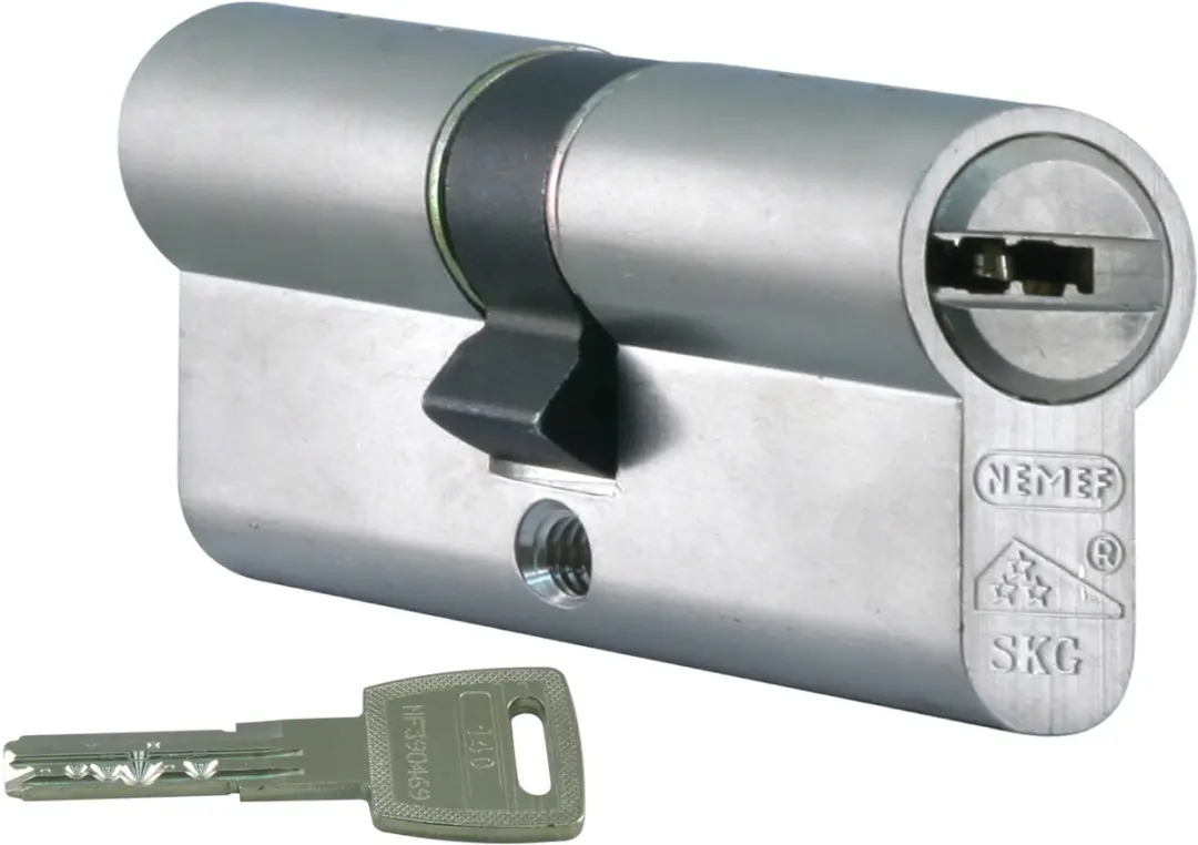Nemef Veiligheidscilinder 30/30mm - 3 Sleutels - Mat Vernikkeld - afbeelding 6 van 6