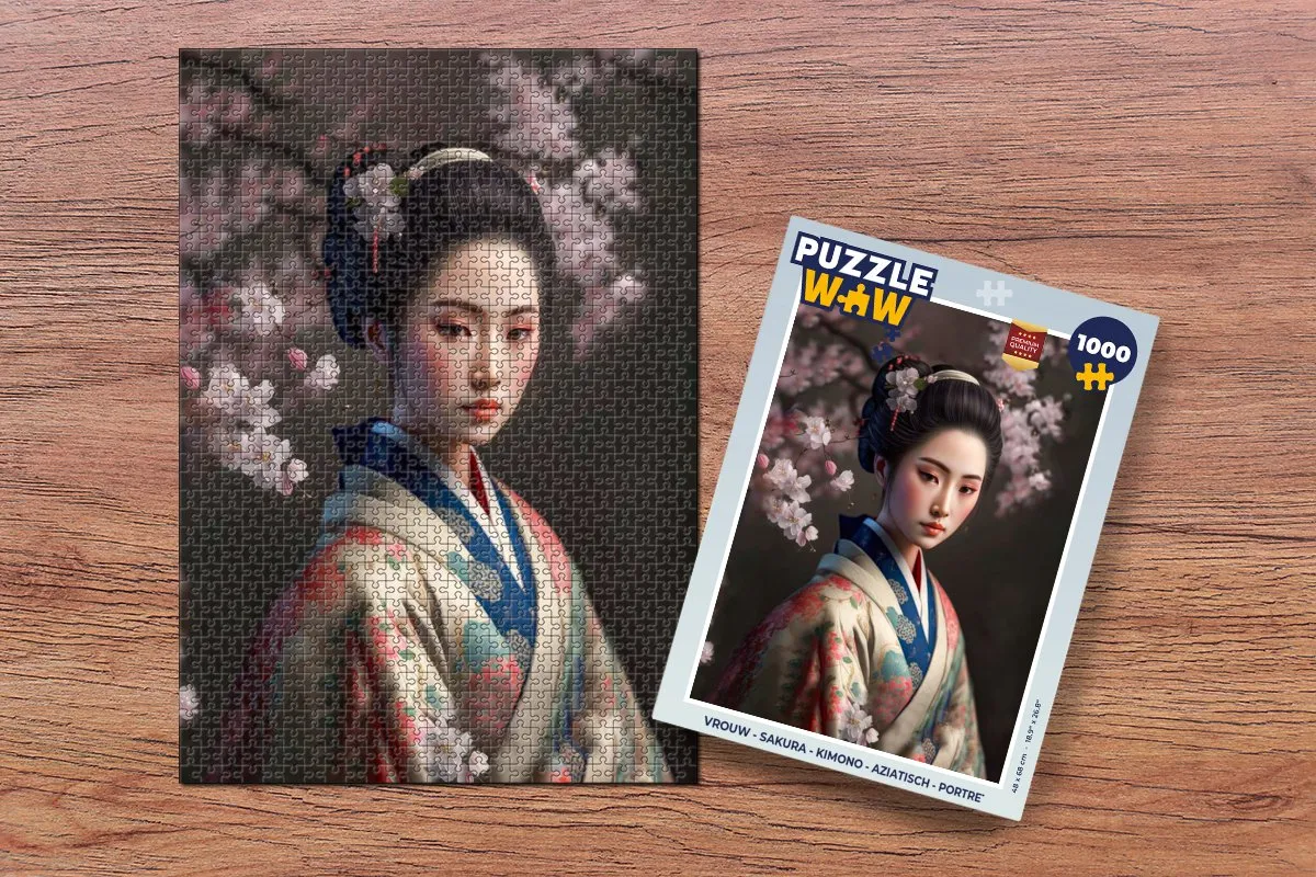 PuzzleWow Sakura Kimono Legpuzzel 1000 Stuks - Multicolor