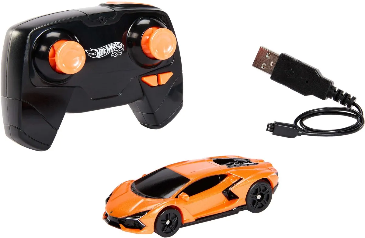Hot Wheels Lamborghini Revuelto HWW55 RC Auto - 1:64 - Zwart/Oranje
