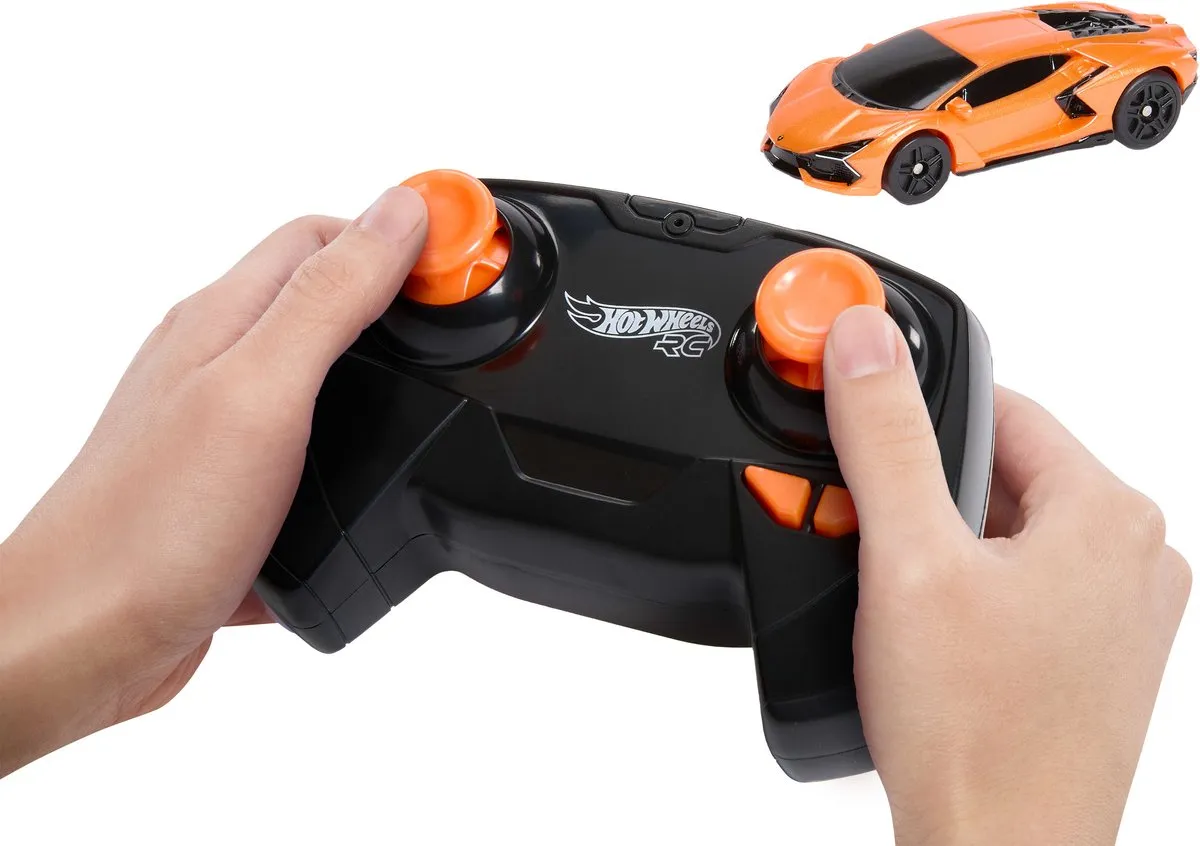 Hot Wheels Lamborghini Revuelto HWW55 RC Auto - 1:64 - Zwart/Oranje