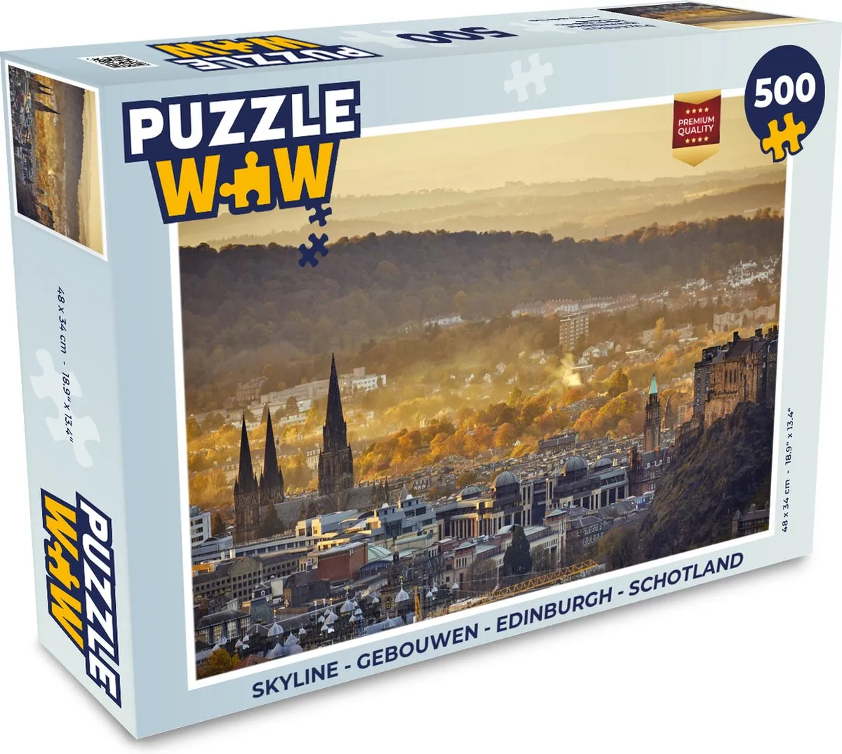 PuzzleWow Skyline Edinburgh Legpuzzel 500 Stuks - Multicolor