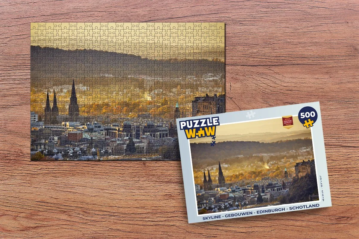 PuzzleWow Skyline Edinburgh Legpuzzel 500 Stuks - Multicolor