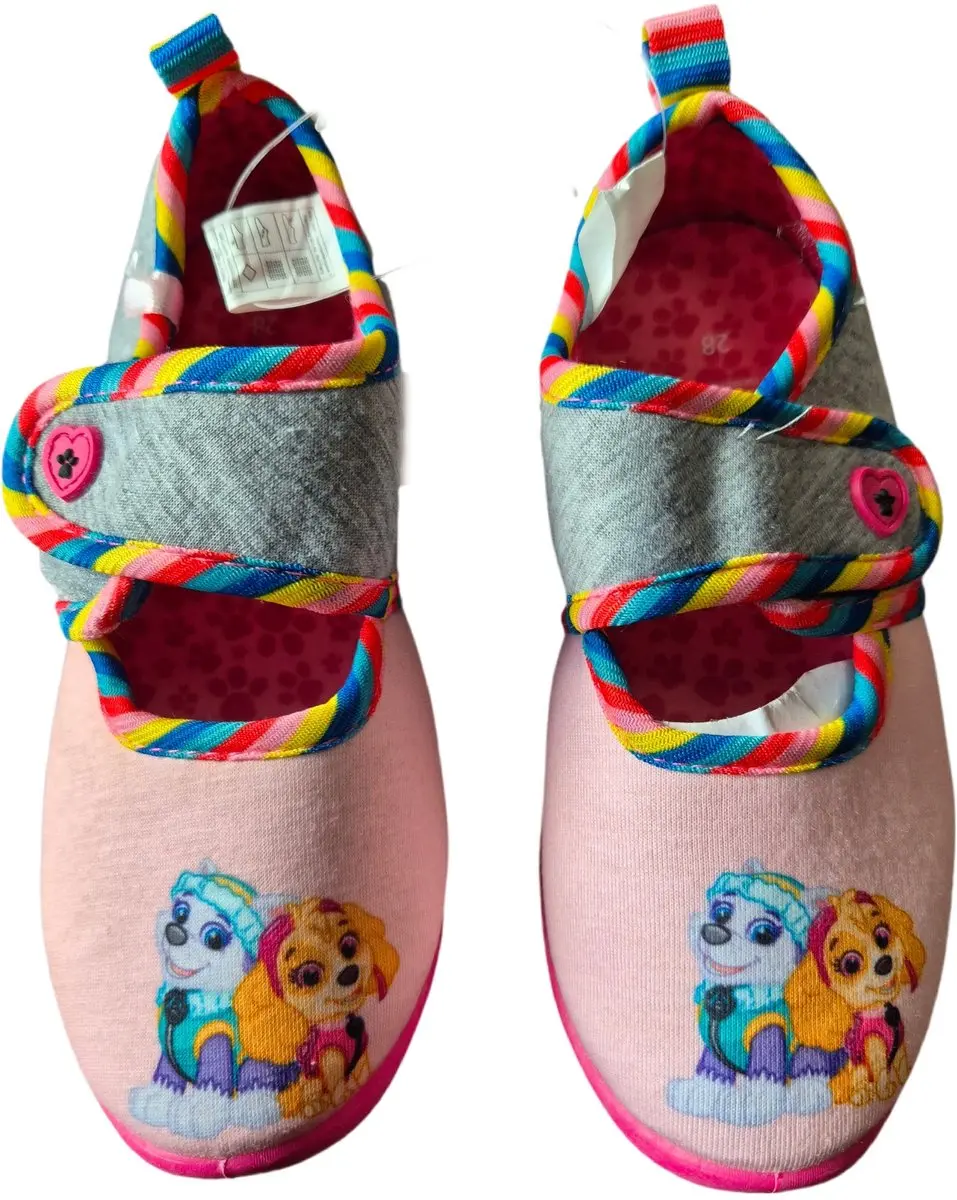 paw petrol girl pantoffels roze/grijs maat 27 harde zool
