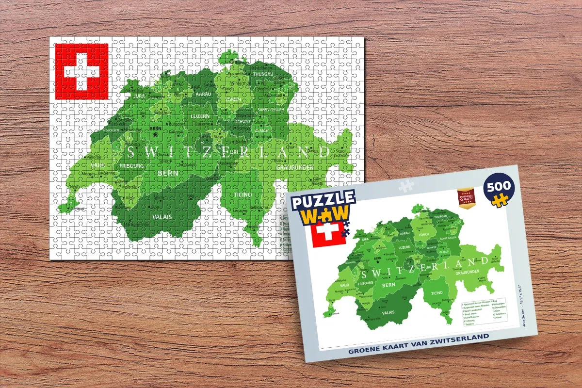 PuzzleWow Zwitserland Legpuzzel 500 Stuks - Multicolor