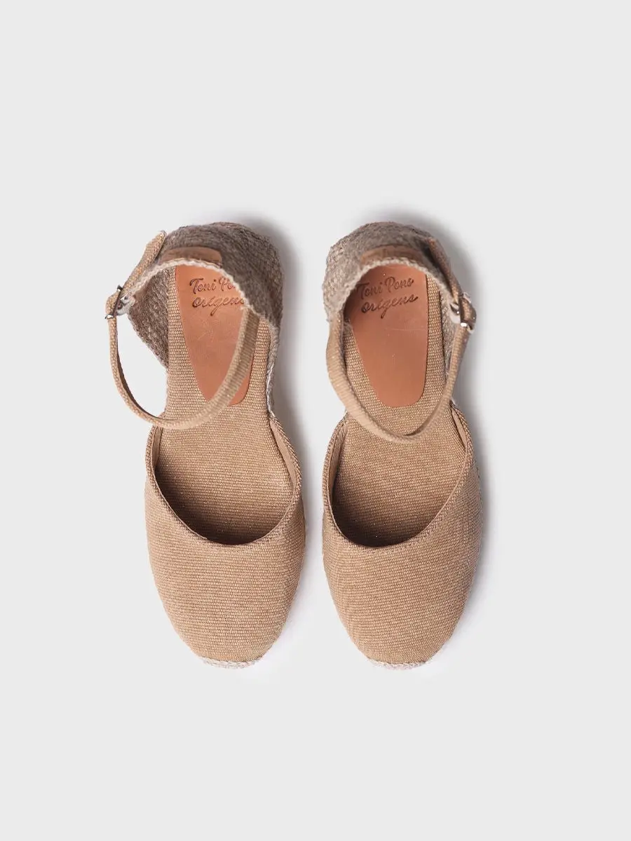Espadrille met sleehak voor dames van linnen en katoen
