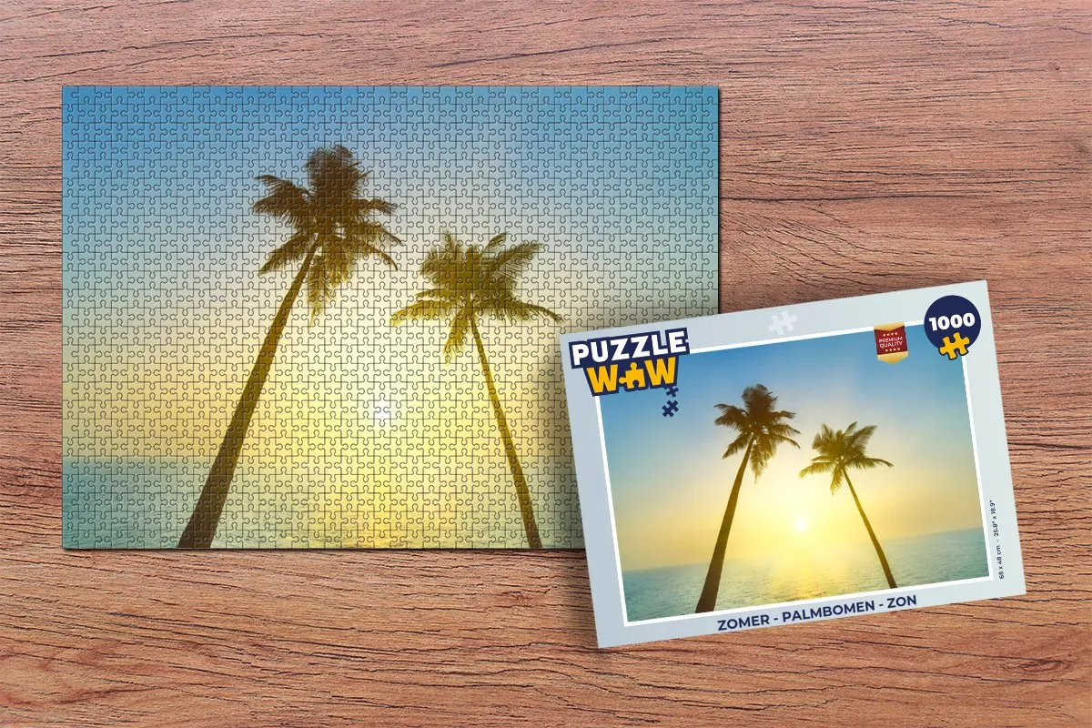 PuzzleWow Legpuzzel Palmbomen Zon 1000 Stuks - Multicolor