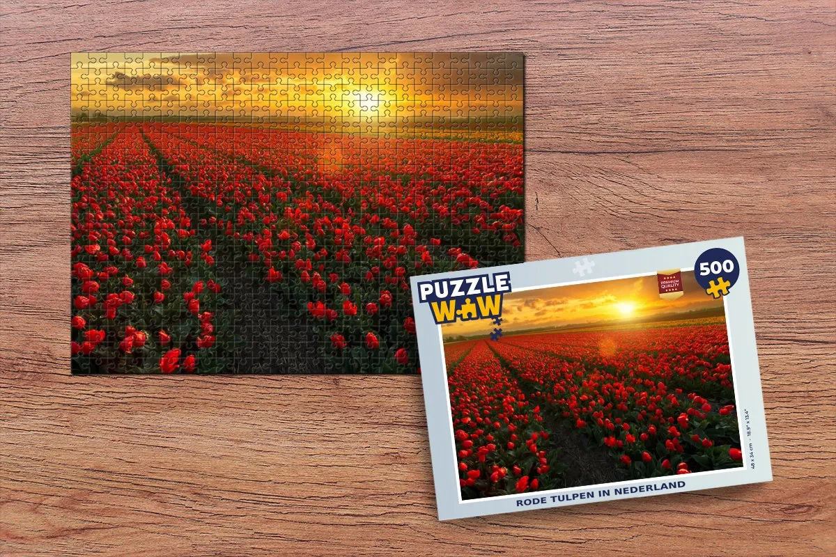 PuzzleWow Legpuzzel Rode tulpen in Nederland 500 Stuks - Multicolor