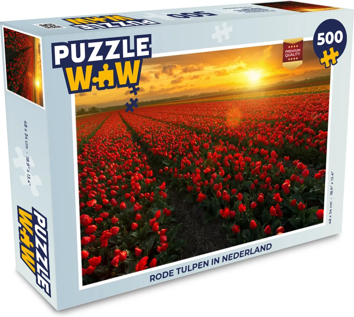PuzzleWow Legpuzzel Rode tulpen in Nederland 500 Stuks - Multicolor