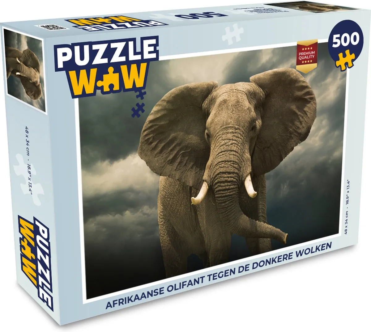 PuzzleWow Afrikaanse Olifant Legpuzzel 500 Stuks - Multicolor