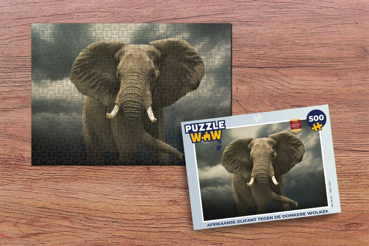 PuzzleWow Afrikaanse Olifant Legpuzzel 500 Stuks - Multicolor