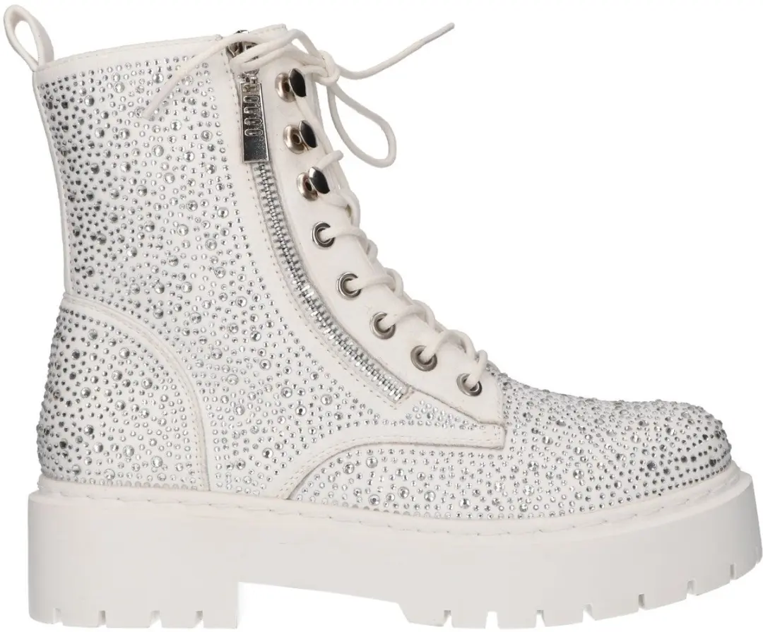 La Strada Bootie Met Stenen Wit Suede