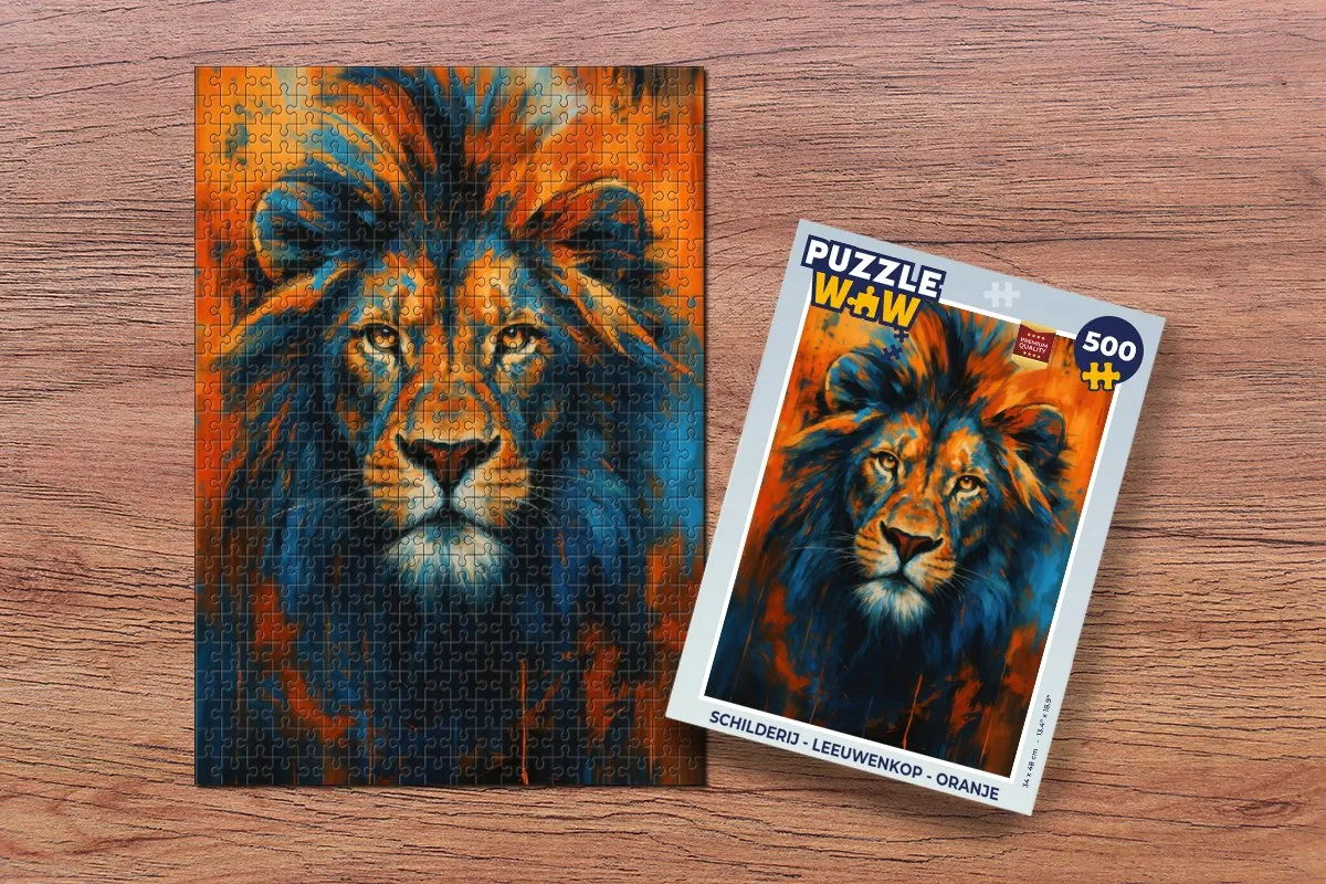 PuzzleWow Leeuwenkop Legpuzzel 500 Stuks - Oranje