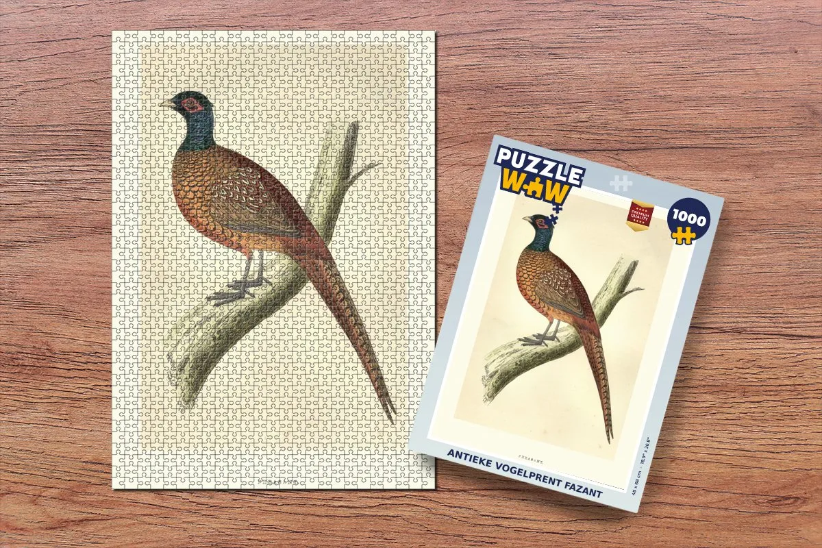 PuzzleWow Antieke Vogelprent Fazant Legpuzzel 1000 Stuks - Multicolor