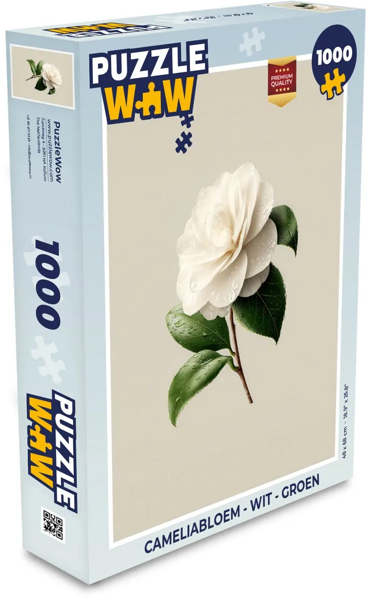 PuzzleWow Cameliabloem Legpuzzel 1000 Stuks - Wit/ Groen