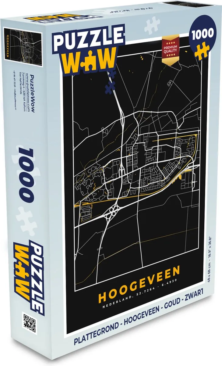 PuzzleWow Plattegrond Hoogeveen Legpuzzel 1000 Stuks - Multicolor