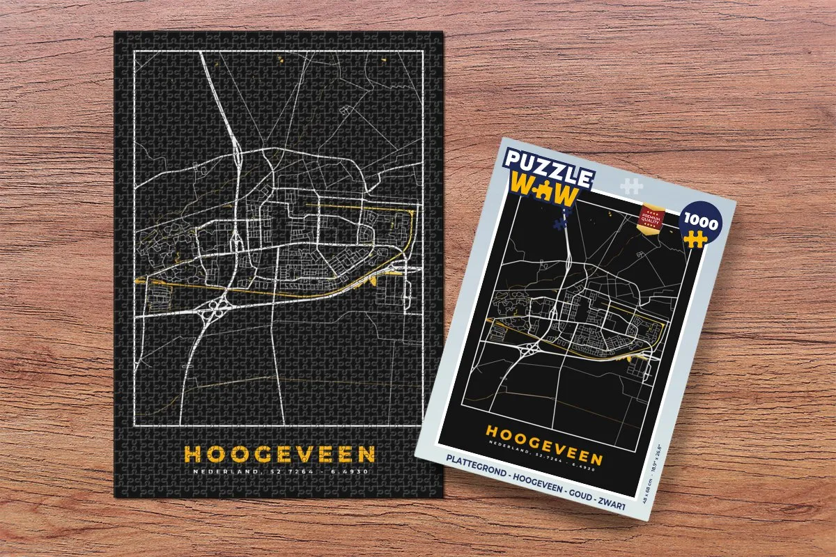 PuzzleWow Plattegrond Hoogeveen Legpuzzel 1000 Stuks - Multicolor