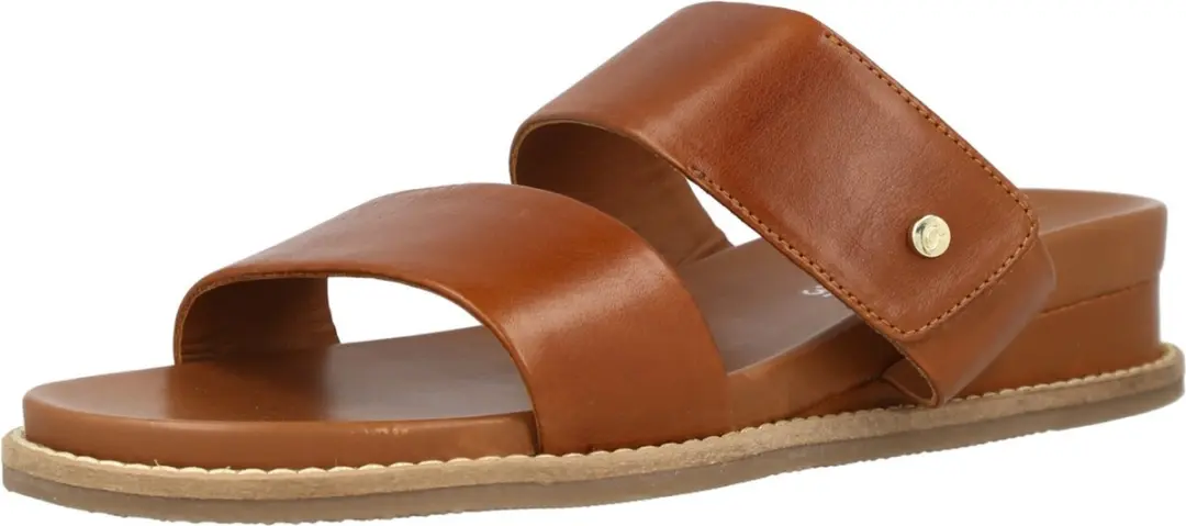Cognac Lederen Slipper Met Verhoogde Hiel Ara Velcro maat 39