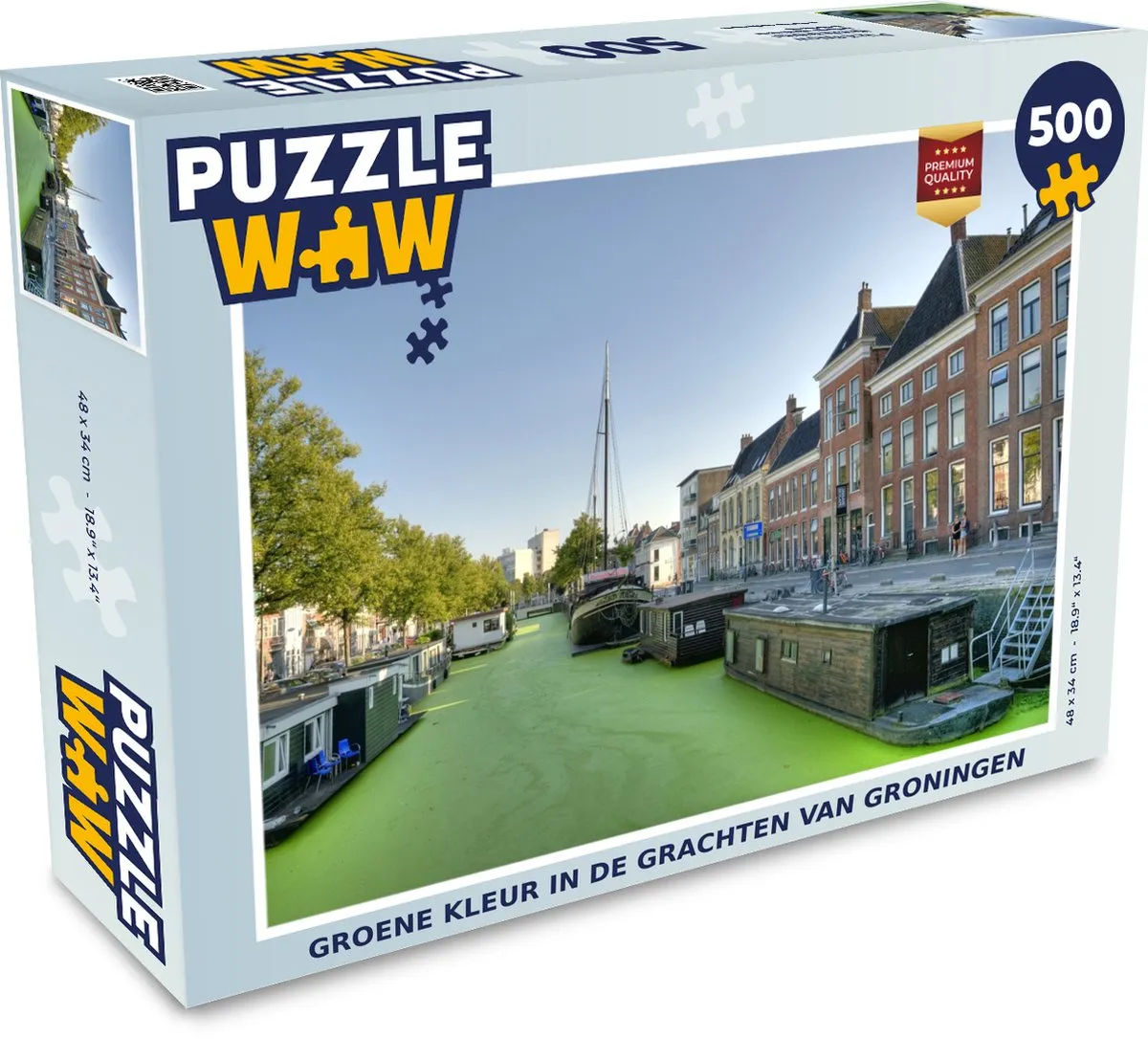 PuzzleWow Groningen Grachtenpand Legpuzzel 500 Stuks - Multicolor