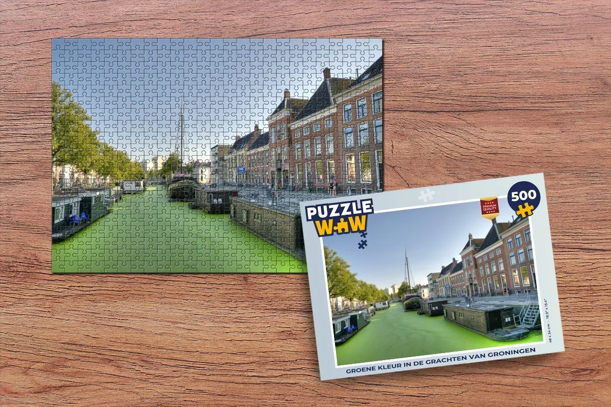 PuzzleWow Groningen Grachtenpand Legpuzzel 500 Stuks - Multicolor