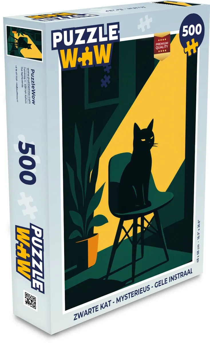 PuzzleWow Mysterieuze Zwarte Kat Legpuzzel 500 Stuks - MPN 8721406848844