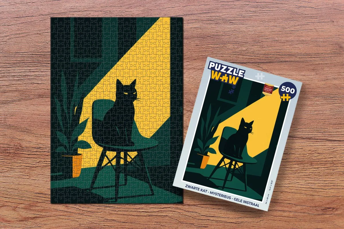 PuzzleWow Mysterieuze Zwarte Kat Legpuzzel 500 Stuks - MPN 8721406848844