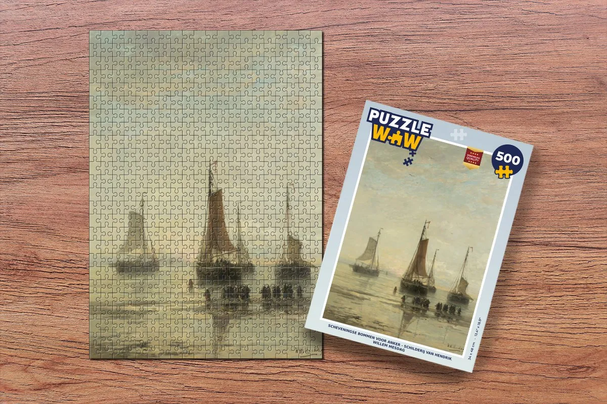 PuzzleWow Hendrik Willem Mesdag Scheveningse Bommen Legpuzzel 500 Stuks - Multicolor