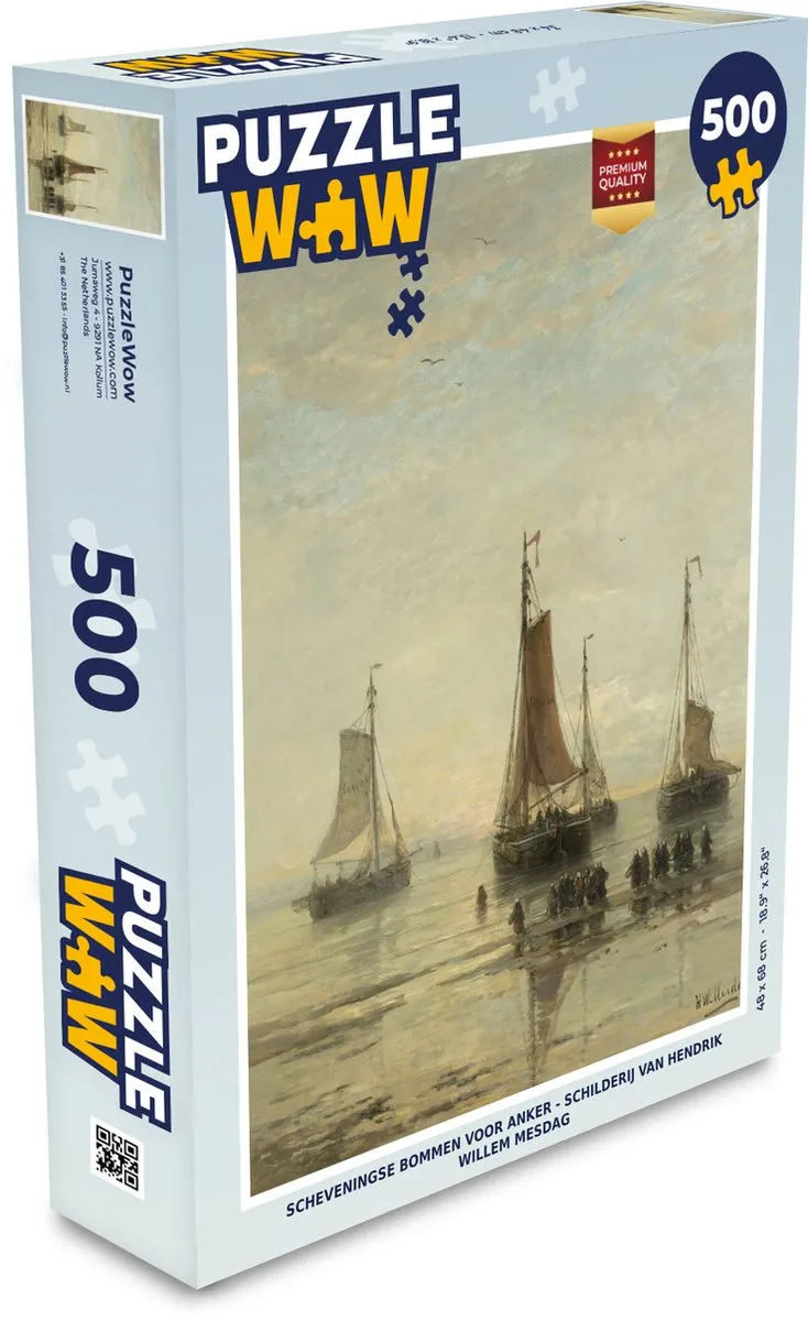 PuzzleWow Hendrik Willem Mesdag Scheveningse Bommen Legpuzzel 500 Stuks - Multicolor