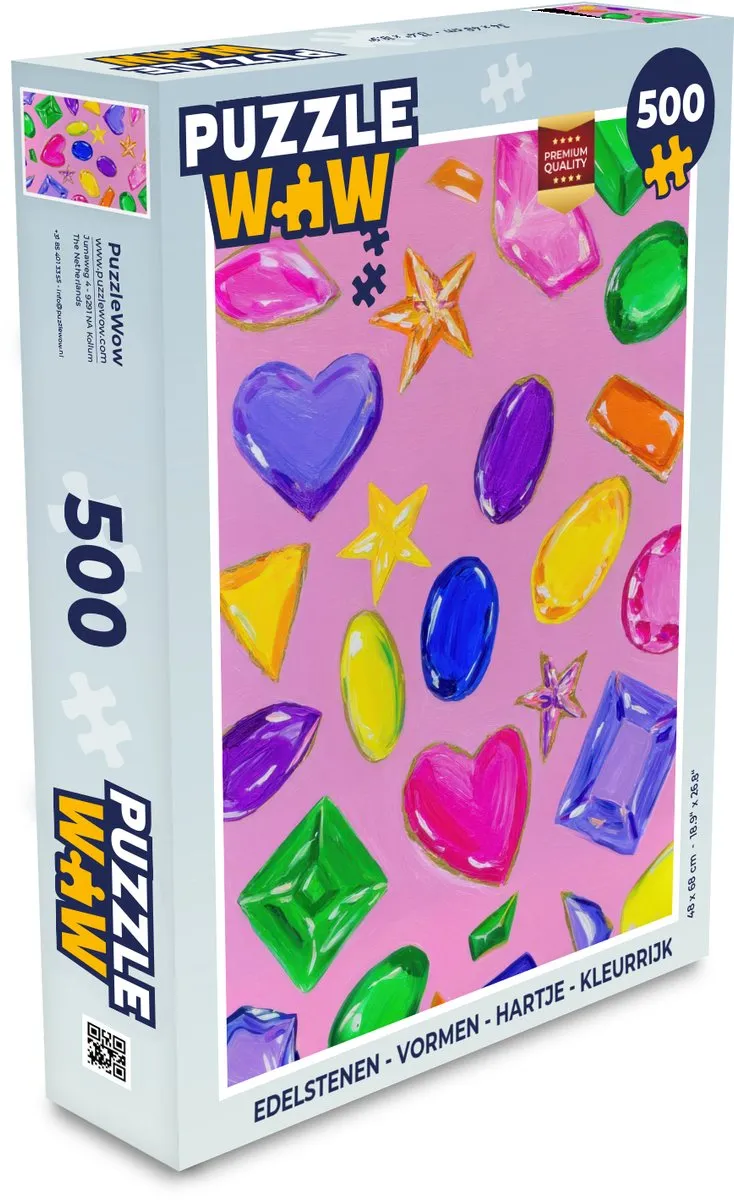 PuzzleWow Edelstenen Hartje Legpuzzel 500 Stuks - Kleurrijk