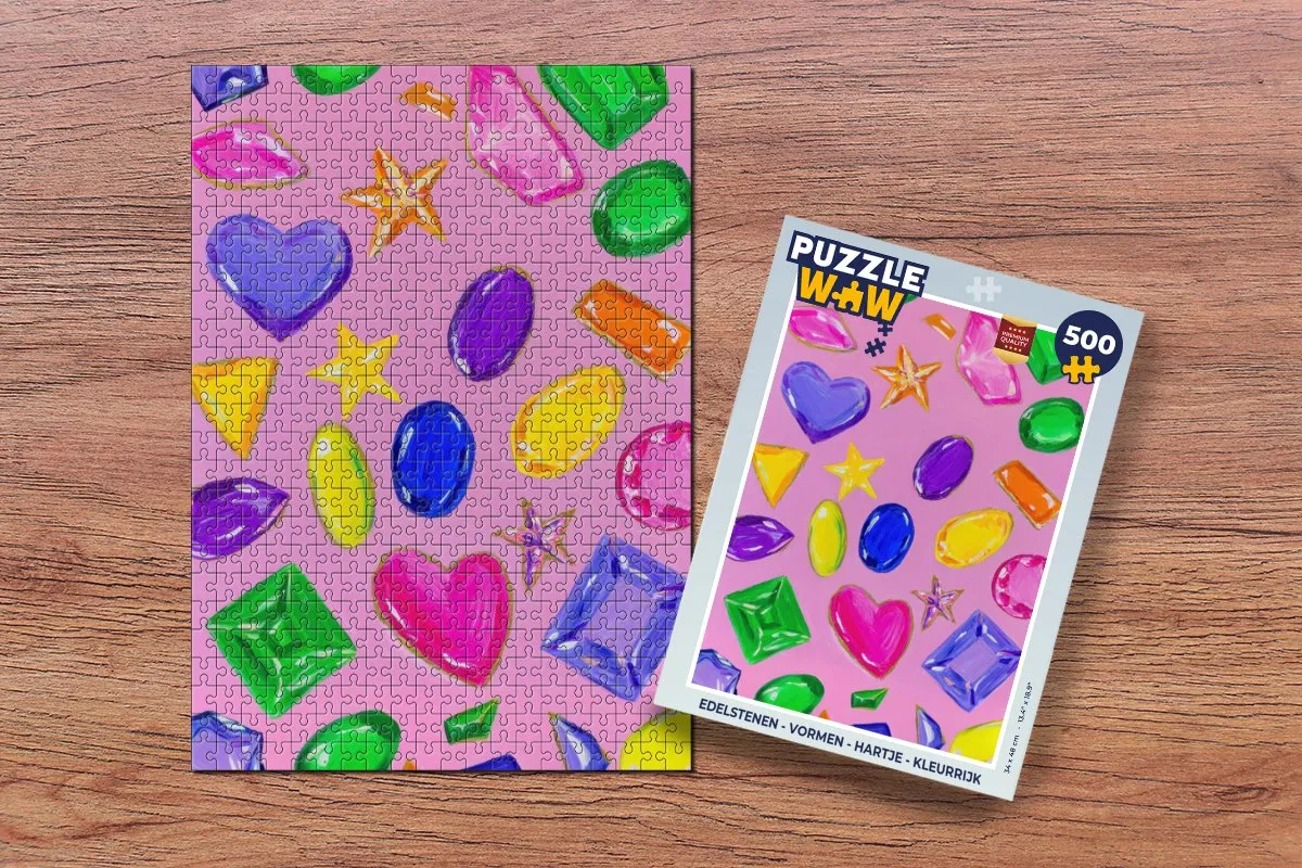 PuzzleWow Edelstenen Hartje Legpuzzel 500 Stuks - Kleurrijk