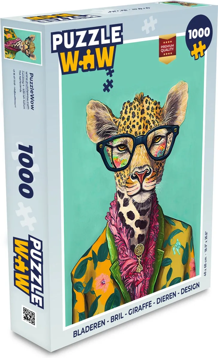 PuzzleWow Giraffe Design Legpuzzel 1000 Stuks - Multicolor