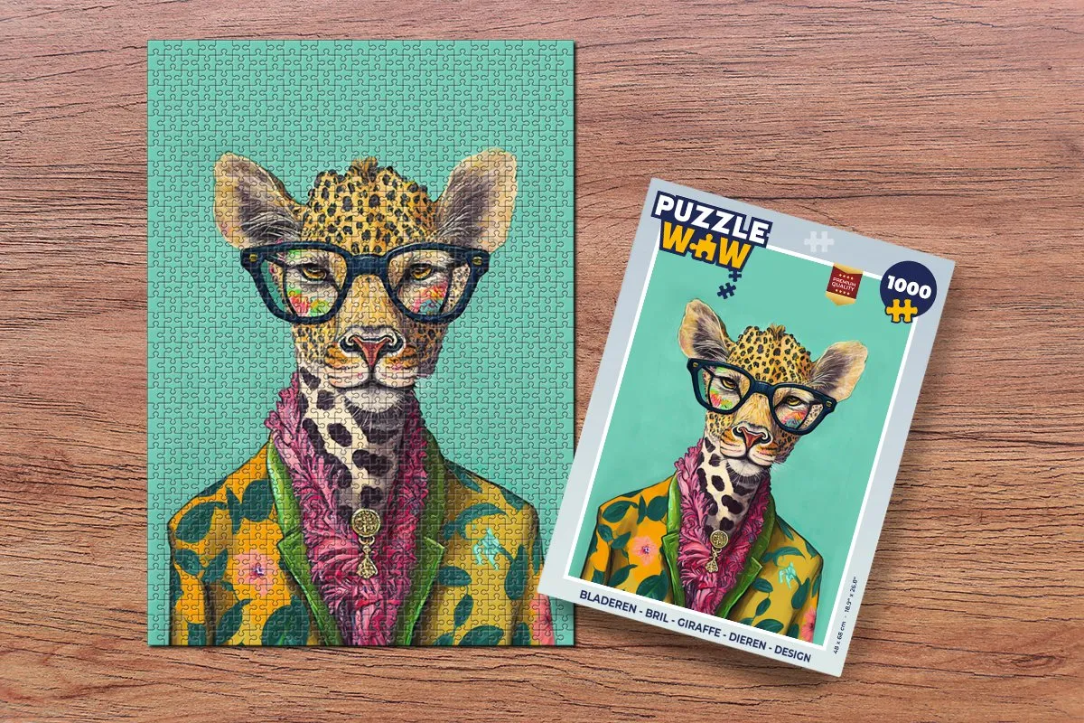 PuzzleWow Giraffe Design Legpuzzel 1000 Stuks - Multicolor